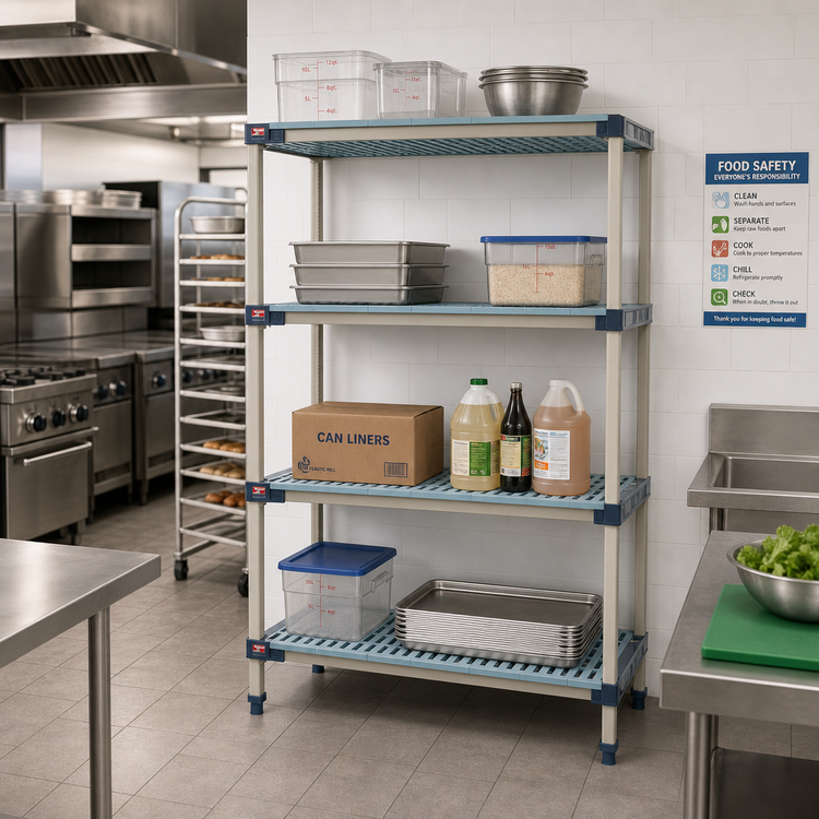 Product image #2 for MetroMax 4 Add-On Polymer Shelving Unit with 4 Open Grid Shelves, 42 x 21 x 74 Inches