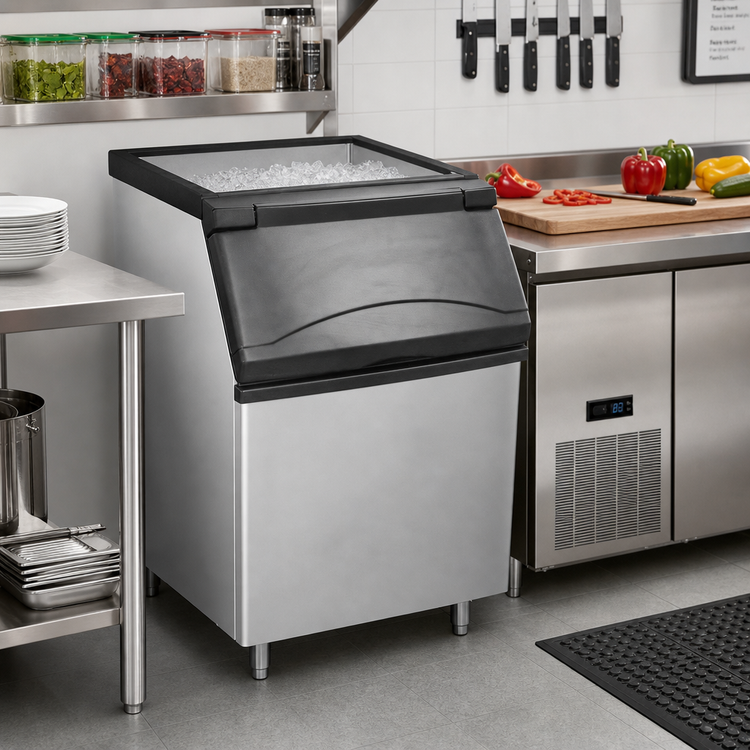 Product image #3 for Atosa 30-Inch Ice Storage Bin, 396 lb Capacity, Stainless Steel Exterior, Top-Hinged Slanted Door