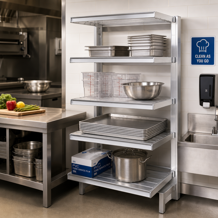 Product image #2 for Channel 4-Inch E-Channel Cantilever Shelf, Aluminum, 48 x 24 Inches