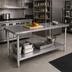 Thumbnail image #2 for John Boos Stallion 144-Inch x 24-Inch 16-Gauge Stainless Steel Flat Top Work Table with Galvanized Legs and Adjustable Undershelf