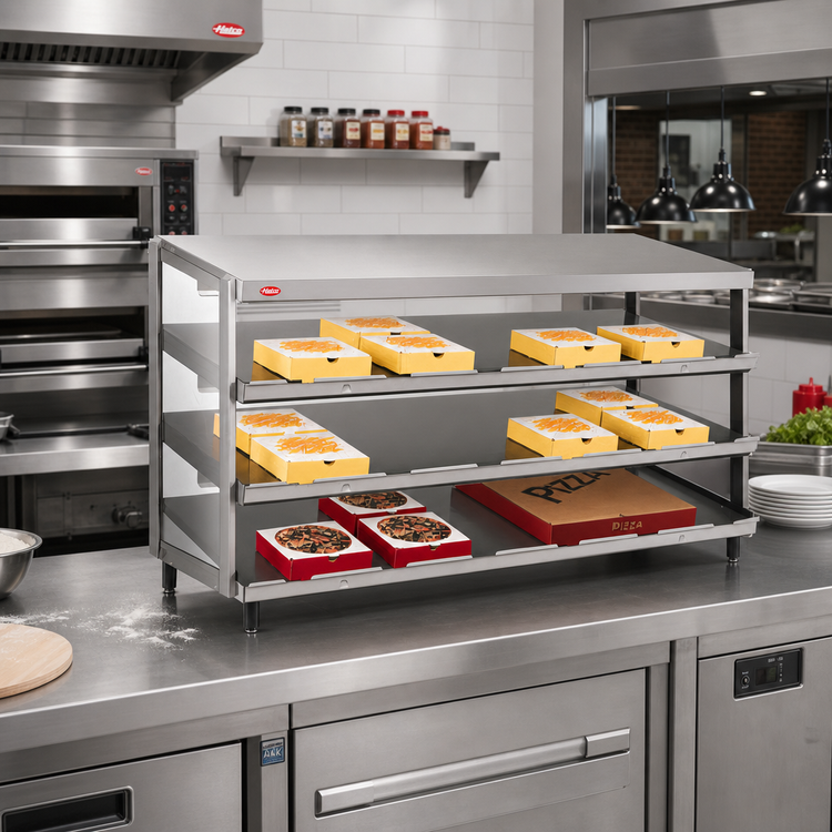 Product image #2 for Hatco Glo-Ray® GRPWS-3618T Countertop Pass-Thru Pizza Warmer with 3 Slanted Shelves