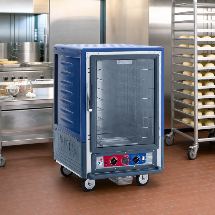 Product image #2 for Metro C5 3 Series Low-Watt Half-Height Combination Heated Holding and Proofing Cabinet with Blue Insulation Armour and Clear Polycarbonate Door