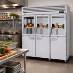 Thumbnail image #2 for Turbo Air PRO PRO-77R-GSH-N 3-Section Reach-In Refrigerator, 74.78 Cu. Ft., Glass & Solid Half Doors, Stainless Steel, Top-Mount