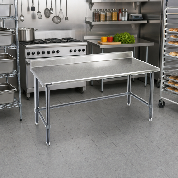 Product image #2 for Eagle Group Spec-Master 48-Inch x 24-Inch 14-Gauge 300-Series Stainless Steel Work Table with 4-1/2-Inch Backsplash