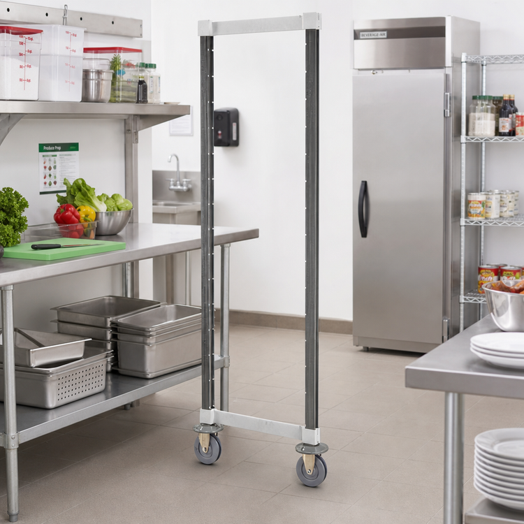 Product image #2 for Cambro Camshelving Elements XTRA High Density Mobile Post Kit with Casters and Bumpers, 24-1/2 x 72 Inches, Speckled Gray