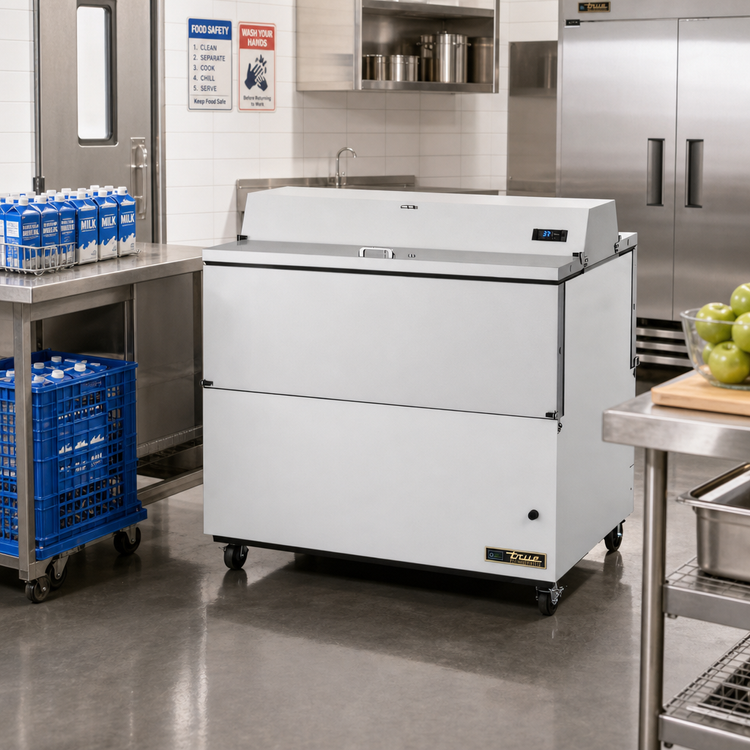 Product image #2 for Dual-Sided Mobile School Milk Cooler Cart, 12-Crate Capacity, Forced-Air