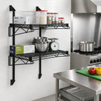 Thumbnail image #2 for Quantum WC34-CB1836BK Wall-Mount Double-Shelf Wire Shelving Unit, 36 x 18 x 34 Inches, Black Epoxy