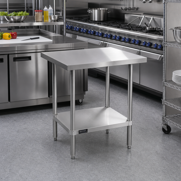 Product image #2 for Sapphire 30 Inch x 24 Inch Stainless Steel Flat Top Work Table with Undershelf