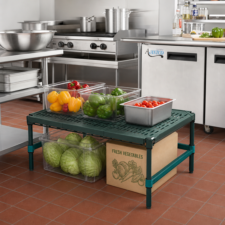 Product image #2 for QuadPlus 24 x 18 x 14 Inch Stationary Dunnage Rack with 1000 lb. Capacity and Louvered Polypropylene Mat