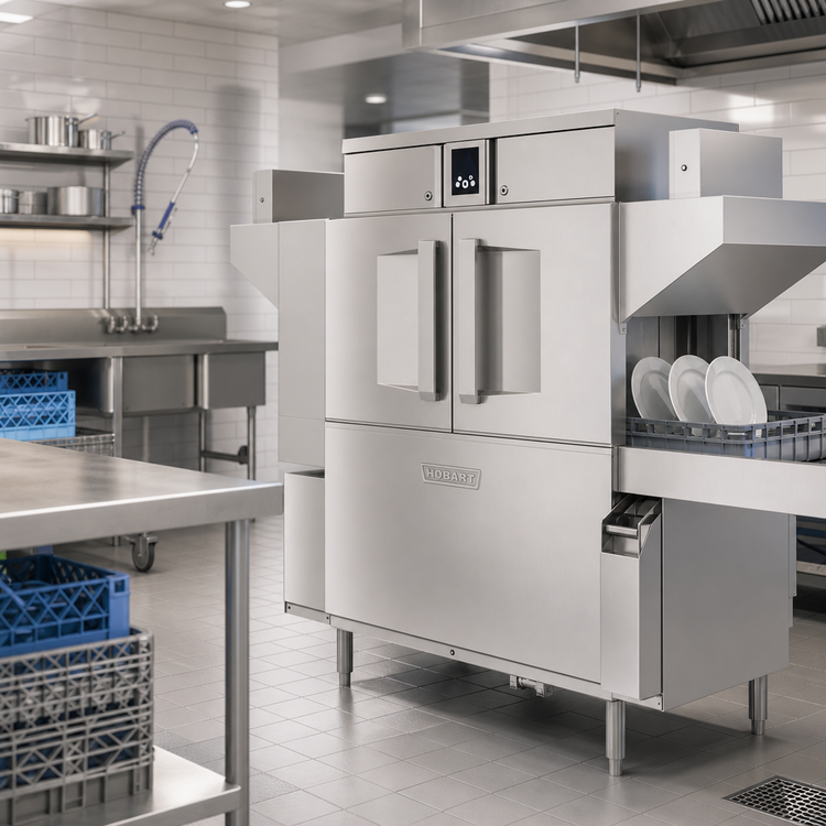 Product image #2 for Single-Tank Conveyor Dishwasher with Drain Water Energy Recovery, Touch Screen Controls, 245 Racks/Hour