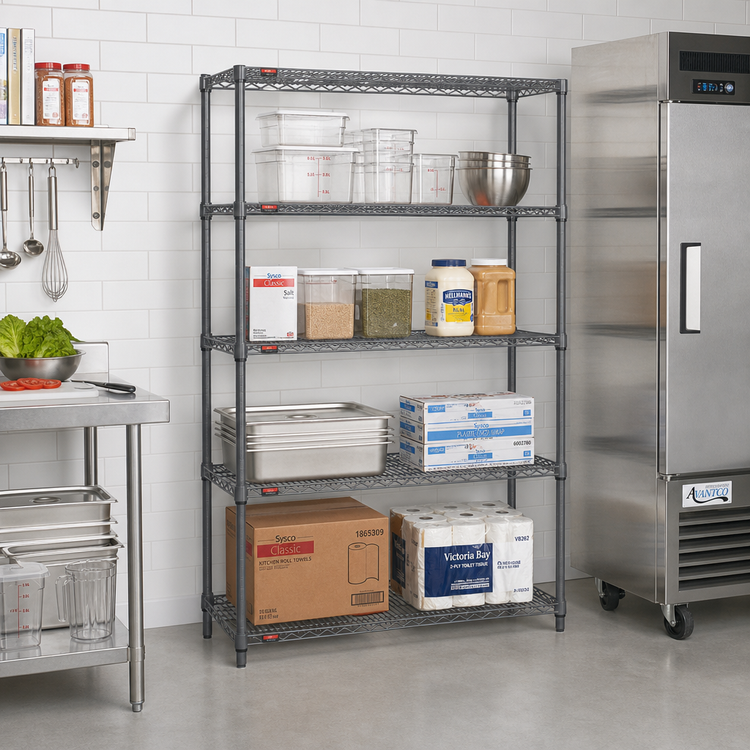 Product image #2 for Eagle Valu-Master 4-Tier Add-On Wire Shelving Unit, 42 x 21 x 74 Inches, Pewter Gray Epoxy