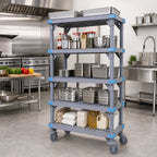 Thumbnail image #2 for Quantum Millenia QPM187274VS-5 Mobile Gray Polymer Starter Shelving Unit, 5 Open-Grid Shelves, 72"W x 18"D x 74"H