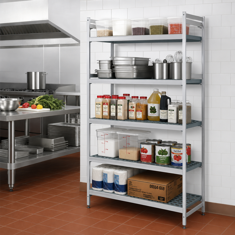 Product image #2 for Fermostock 5-Tier Stationary Polymer Shelving Starter Unit, 47"W x 22"D x 83"H, Gray