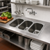 Thumbnail image #2 for Three-Compartment Self-Rimming Drop-In Sink with No Deck, 16 x 20 x 13.5-Inch Bowls
