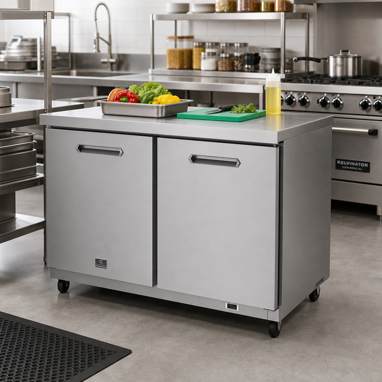 Product image #3 for Kelvinator Commercial Two-Door Undercounter Refrigerator, 48-Inch, 12 Cu. Ft., Self-Contained Rear-Bottom Mounted
