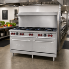 Thumbnail image #2 for Vulcan Quick Ship SX60-10BP-QS-PLATINUM 60-Inch LP Commercial Gas Range with 10 Open Burners and 2 Standard Ovens