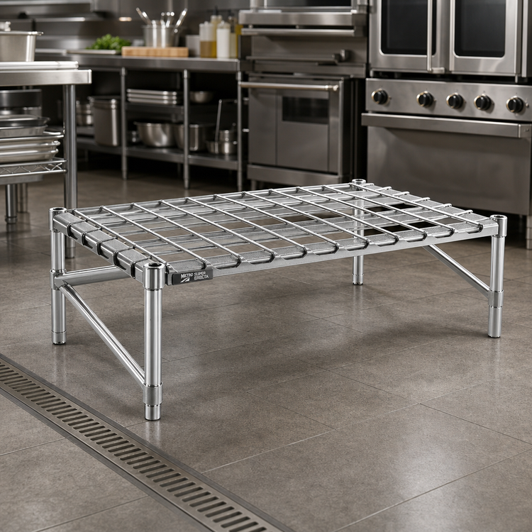 Product image #2 for Metro Super Erecta Chrome Dunnage Rack with Lift-Off Mat, 48 x 24 x 14.5 Inches, 1300 lb. Capacity