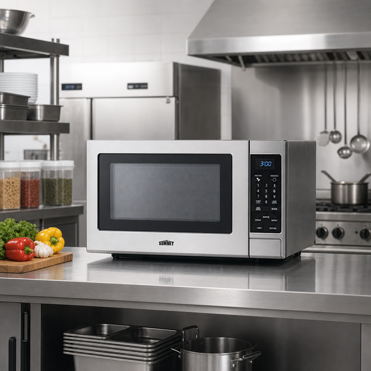 Product image #2 for Summit Commercial SCM853 Light-Duty Countertop Microwave Oven, 0.9 Cu. Ft., 900 Watts, Stainless Steel