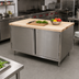 Thumbnail image #2 for BK Resources 48 Inch x 30 Inch Hard Maple Chef Table with Stainless Steel Cabinet Base and Locking Hinged Doors