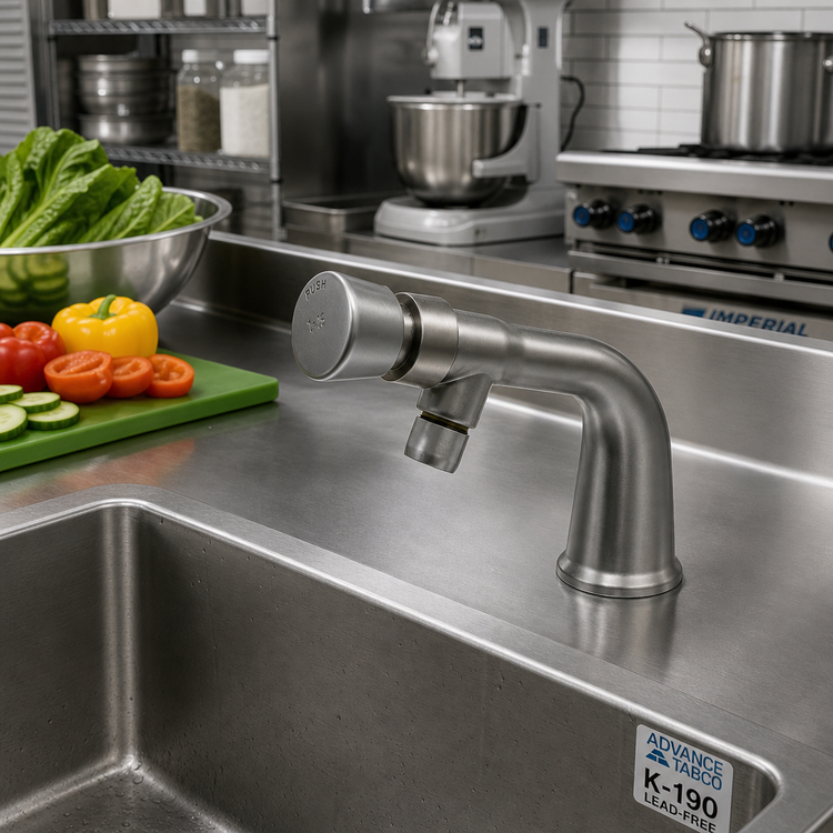 Product image #2 for Advance Tabco K-190 Lead-Free Single-Hole Deck-Mounted Metering Faucet