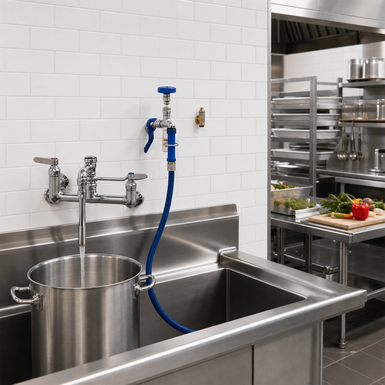 Product image #2 for T&S Brass Wall-Mount Pot Filler Faucet with Quick Disconnect Spray Valve, 8-Inch Centers