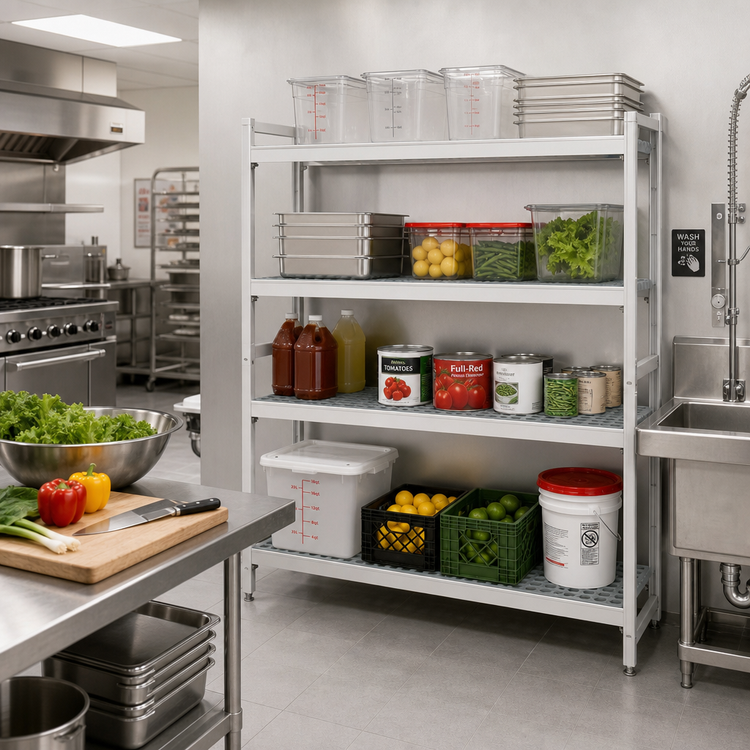 Product image #2 for Fermostock 4-Tier Starter Shelving Unit with Removable Polymer Inserts, 64" W x 18" D x 71" H