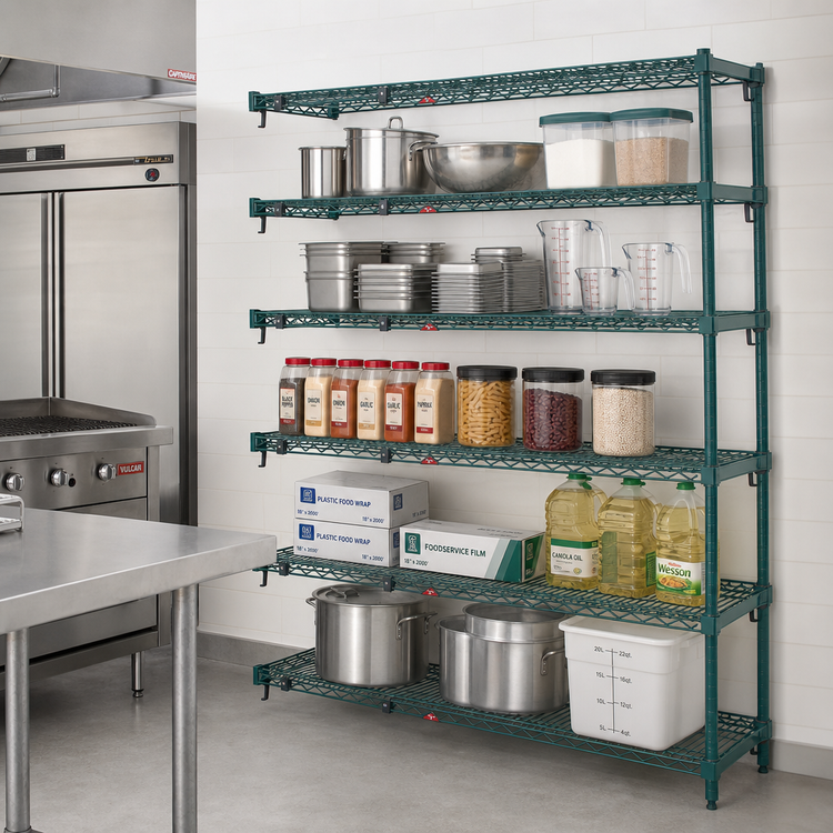 Product image #3 for Metro Super Erecta Super Adjustable Add-On Wire Shelving Unit, 72W x 18D x 74H, 5 Shelves, Metroseal 3 Epoxy-Coated
