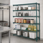 Thumbnail image #3 for Metro Super Erecta 5AA377K3 Super Adjustable Add-On Wire Shelving Unit, 72W x 18D x 74H, 5 Shelves, Green Epoxy-Coated