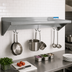 Thumbnail image #2 for BK Resources Premium 96-Inch x 16-Inch T-304 Stainless Steel Wall-Mount Overshelf with Pot Rack