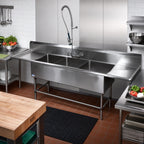 Thumbnail image #2 for John Boos Pro-Bowl 3PB1620-2D24 3-Compartment Stainless Steel Sink, Left & Right 24-Inch Drainboards, 16-Gauge, 16 x 20 x 12-Inch Bowls