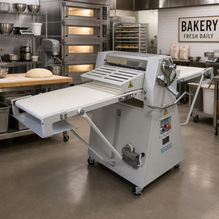 Product image #2 for BakeryXpress DXP-FRS01 Floor Model Reversible Dough Sheeter with 17-Inch x 79-Inch Conveyor, 220V