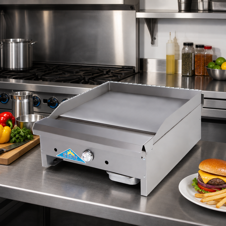 Product image #2 for Comstock-Castle EG18-T Countertop Gas Griddle with Thermostat Control, 18-Inch x 20-Inch 5/8-Inch Polished Steel Plate