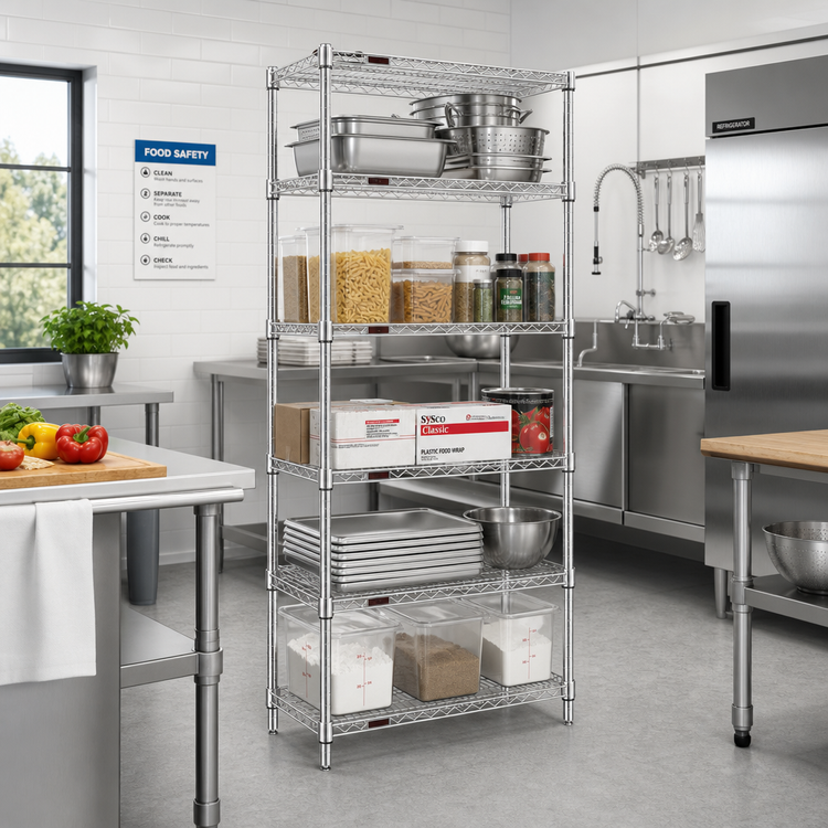 Product image #2 for EAGLEbrite 5-Tier Stationary Starter Wire Shelving Unit, 24" W x 24" D x 86" H, Zinc Finish