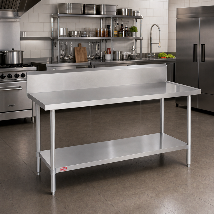 Product image #2 for Duke 60 Inch x 24 Inch Stainless Steel Work Table with 10 Inch Riser and Undershelf