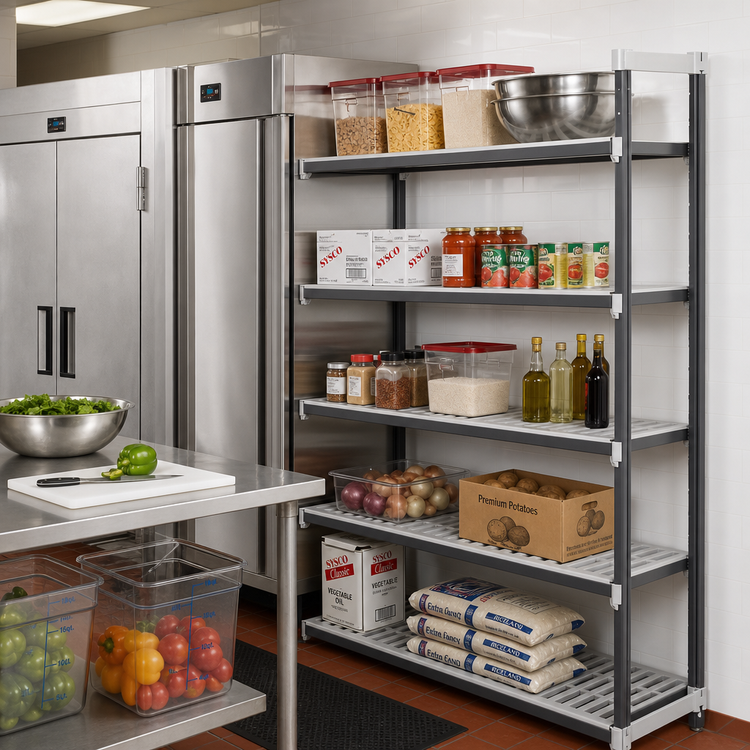 Product image #2 for Cambro Camshelving Elements XTRA 21 x 36 x 84 Inch 5-Shelf Vented Stationary Add-On Unit