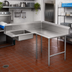 Thumbnail image #2 for John Boos Pro-Bowl L-Shaped Corner Soiled Dishtable, 60 x 72 Inch, Right-to-Left, 20 x 20 x 8 Sink, 14-Gauge 304 Stainless Steel