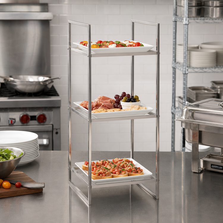 Product image #3 for American Metalcraft Three-Tier Stainless Steel Modular Buffet Riser, 25-1/2-Inch High
