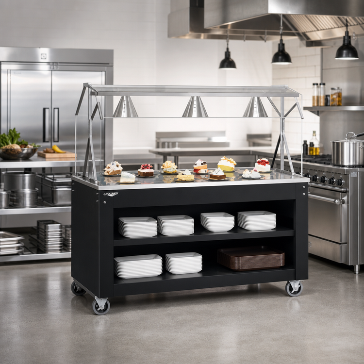Product image #2 for Vollrath 2-Series Affordable Portable 46-Inch Cafeteria Utility Station with Open Storage Base and Breath Guard