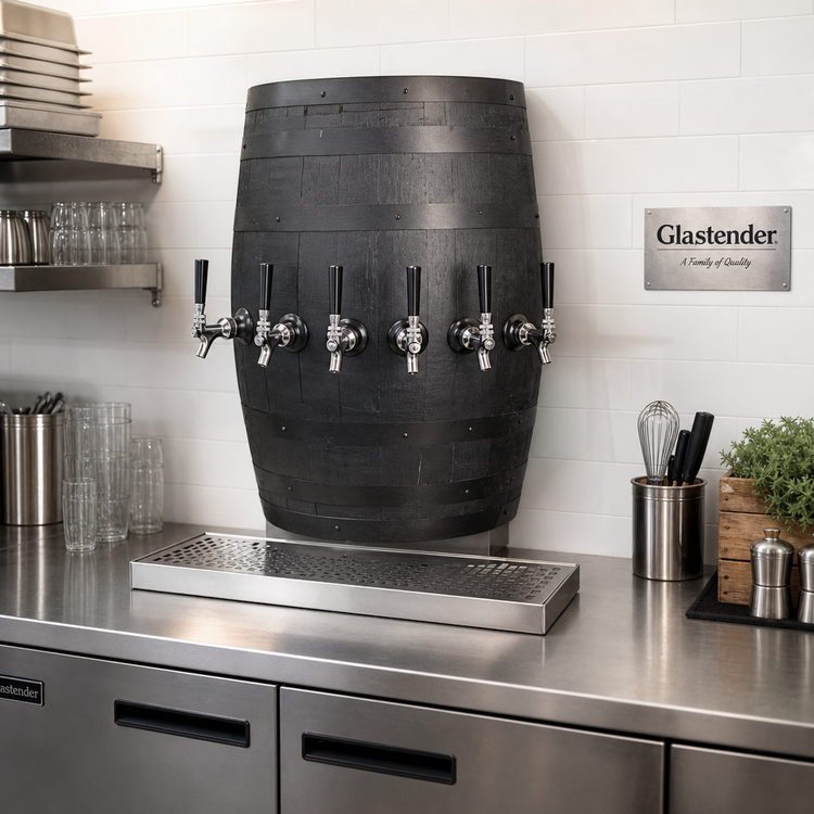 Product image #2 for Glastender Wood Barrel Wall-Mount Glycol-Cooled Draft Dispensing Tower with 6 Faucets