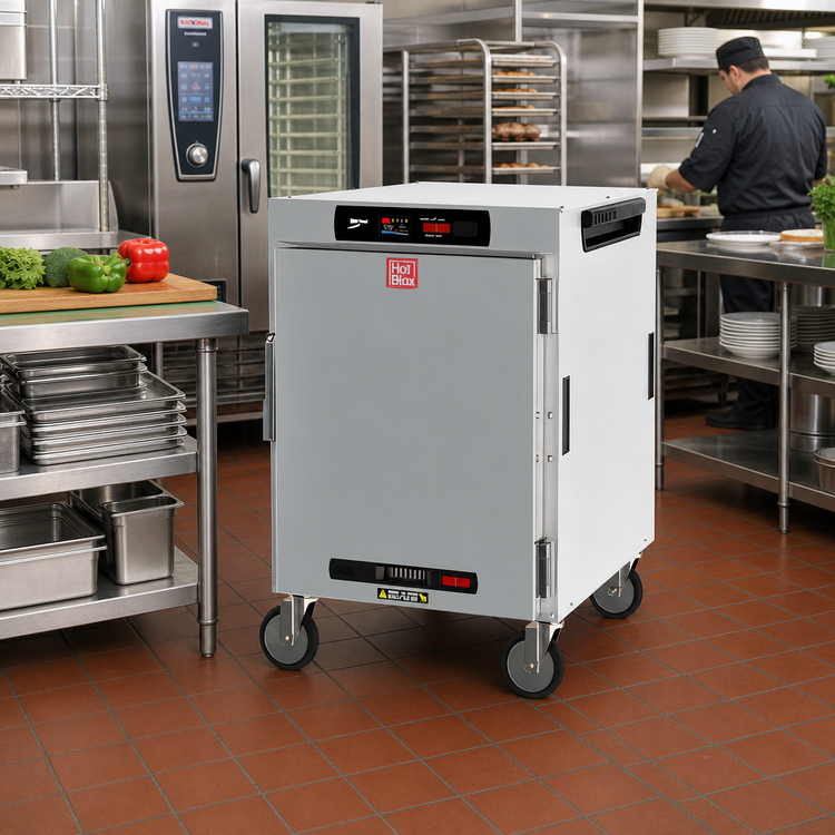 Product image #3 for Metro HotBlox Wide 8-Pan Half-Height Mobile Insulated Holding Cabinet with Digital Touchscreen and Solid Door