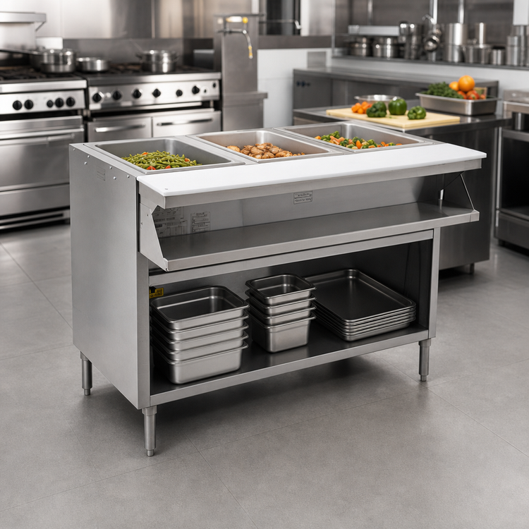 Product image #2 for Spec-Master Open Front Electric Sealed Well Hot Food Table, Floor Model, 2 Wells, 240V