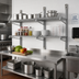Thumbnail image #2 for Advance Tabco Special Value Heavy-Duty 2-Tier Adjustable Wall-Mount Wire Shelving Posts and Brackets for 18-Inch Shelves