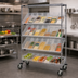 Thumbnail image #2 for Quantum Slanted Shelf Cart with 2 Flat Shelves, 3 Slanted Shelves, and 20 Clear Bins, 36 x 24 x 69 Inches, Chrome Plated