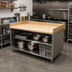 Thumbnail image #2 for BK Resources 48-Inch x 30-Inch Hard Maple Wood Top Chef Table with Open Front Stainless Steel Cabinet Base