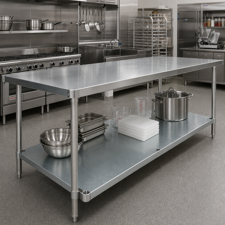 Product image #2 for Advance Tabco Galvanized Work Table Undershelf for 144-Inch x 24-Inch Tables
