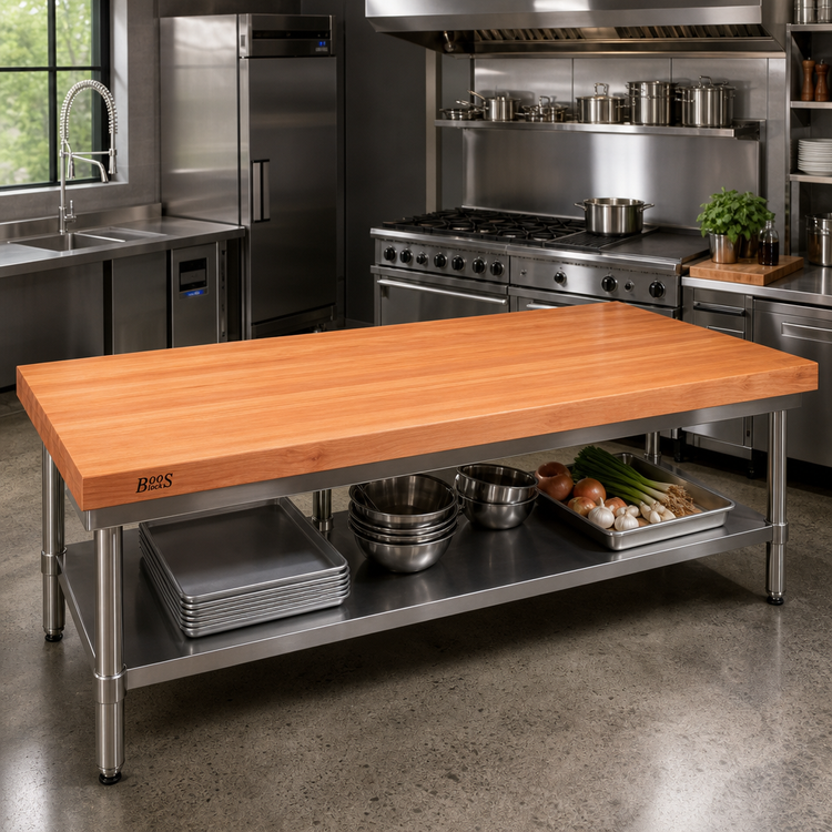 Product image #2 for Boos Block 96-Inch x 32-Inch x 3-Inch American Cherry Edge Grain Kitchen Countertop, Varnique Finish
