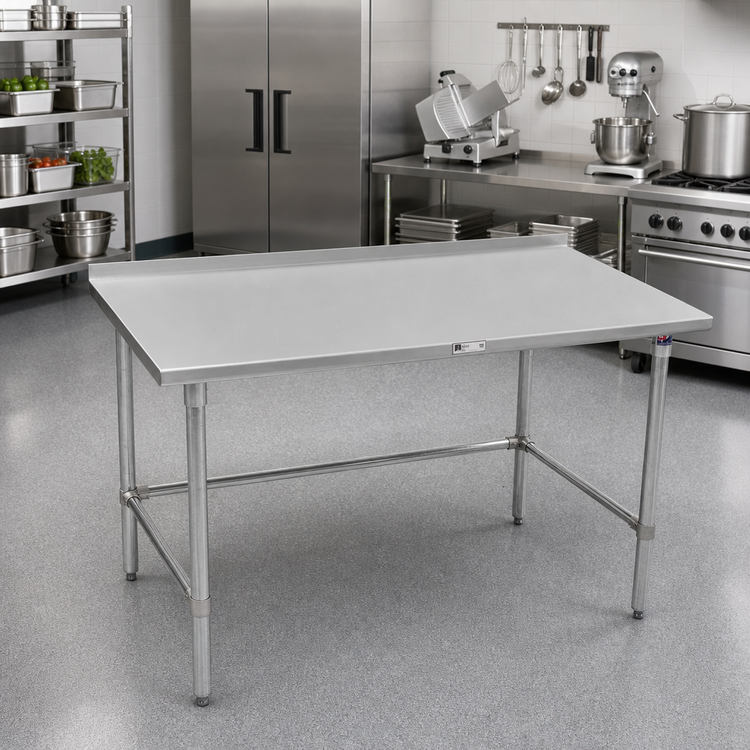 Product image #2 for John Boos Stallion 72-Inch x 30-Inch Stainless Steel Work Table with 1-1/2-Inch Rear Up-Turn and Safety Edge Front