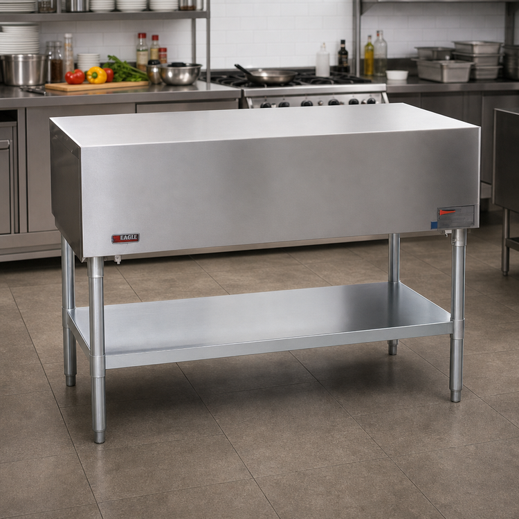 Product image #2 for Eagle Group 48-Inch Utility Serving Counter with Stainless Steel Top and Open Galvanized Base