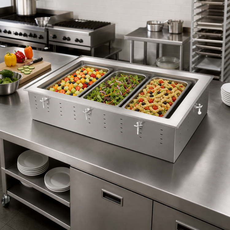 Product image #2 for Vollrath 36442R Three-Pan Remote Refrigerated Drop-In Cold Pan, 8-Inch Deep Well, Fits 12 x 20 Pans