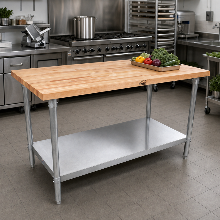 Product image #2 for John Boos JNS09-X 48-Inch x 30-Inch Wood Top Work Table with Adjustable Undershelf